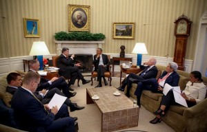 Petro Porshenko during his meeting with Barack Obama.